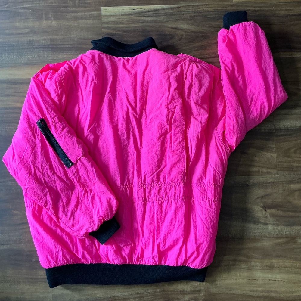 Vintage 80s Neons Mania Pink Nylon Bomber Jacket-M | Ski Jacket |Made in Korea - Picture 2 of 8